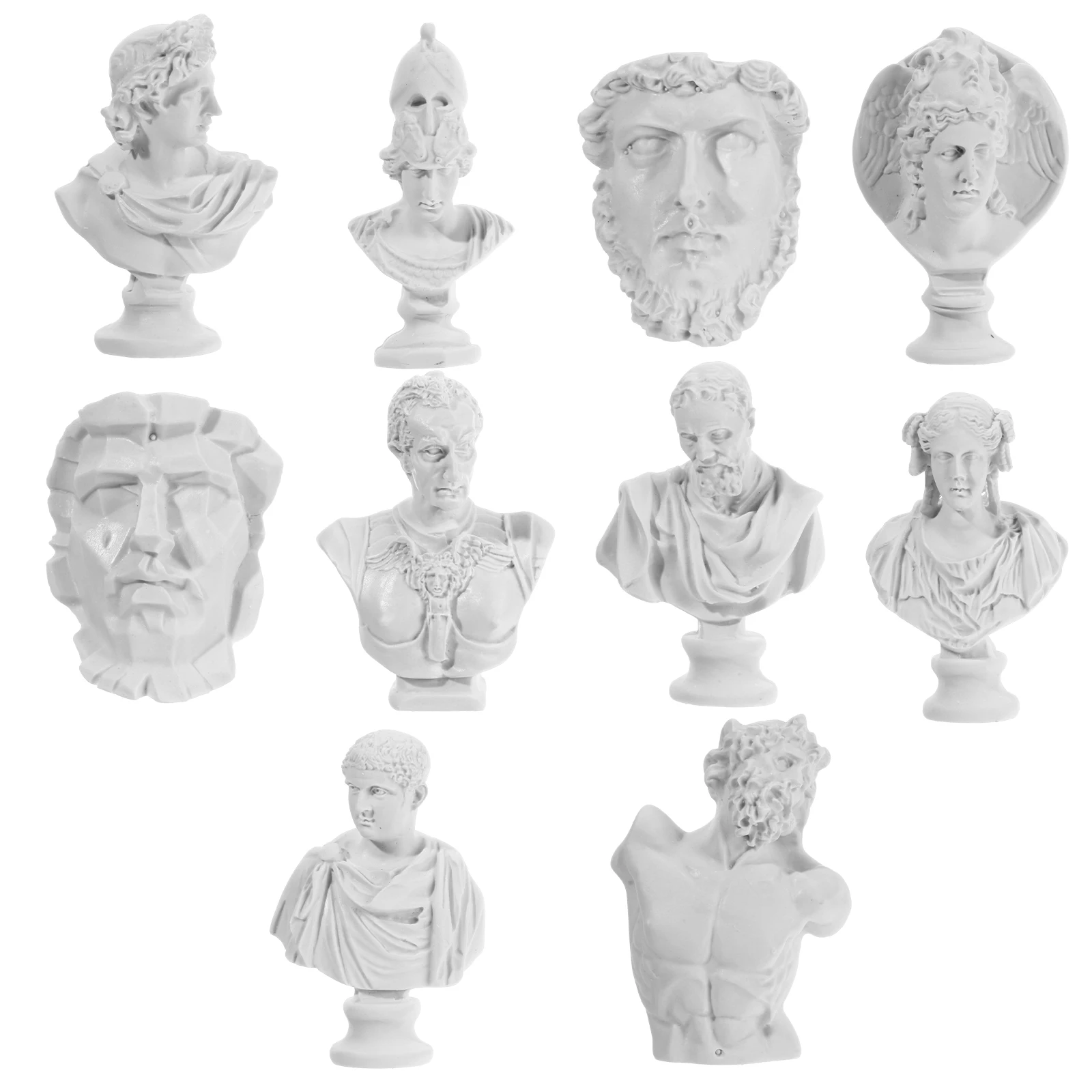 

10Pcs Mini Greek Resin Sculptures Desktop Decoration Natural Artistic Table Ornament Mini Resin Sculptures Statue