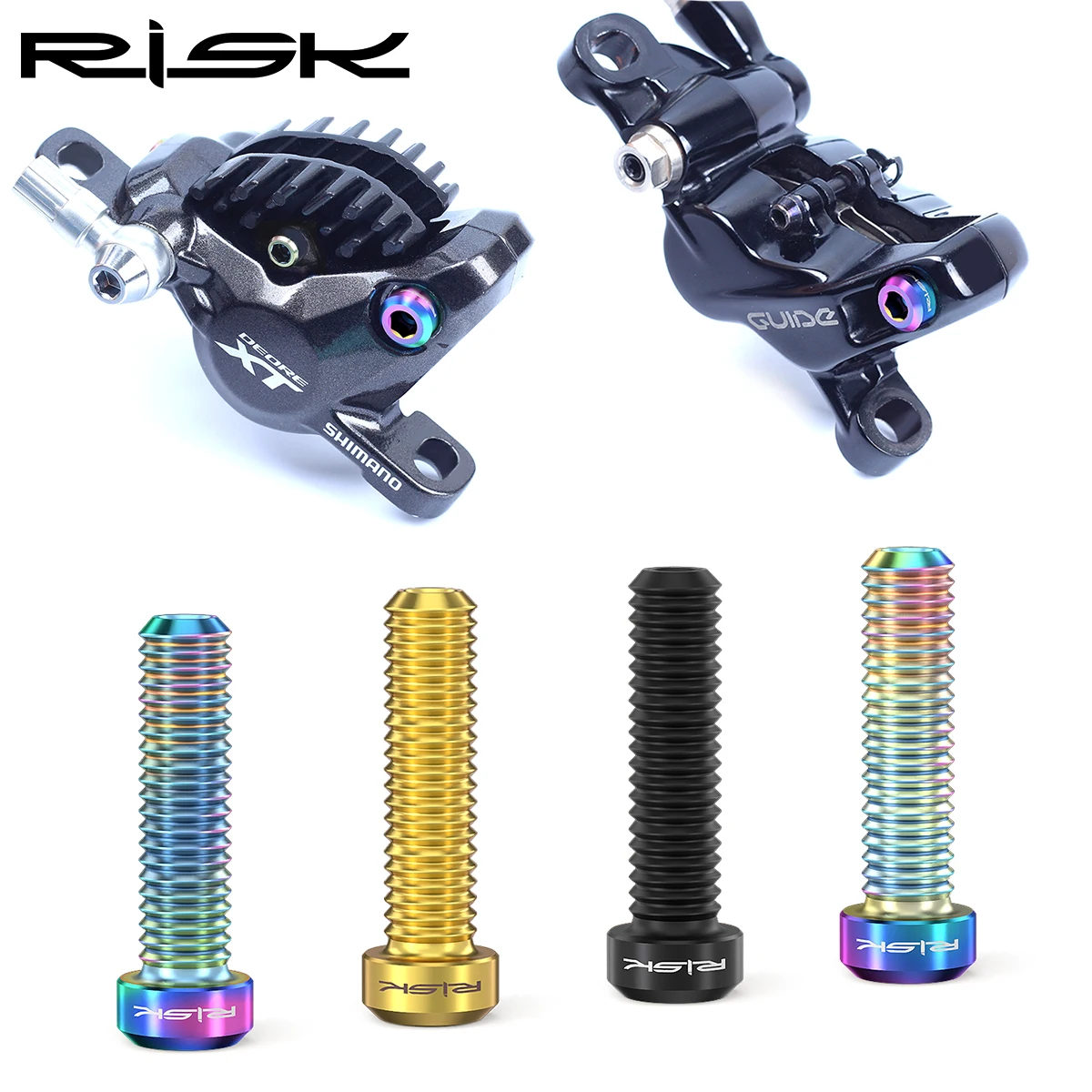 2pcs Risk MTB Bike Disc brake Caliper Bolts Titanium Alloy M6*23.5mm Bicycle Screws Hollow for DEORE XT and SRAM GUIDE