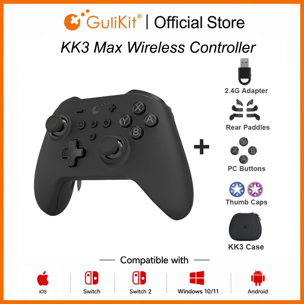 GuliKit KK3 MAX Controller KingKong 3 Gamepad with Hall Effect Joysticks & Triggers for Windows Nintendo Switch Android iOS