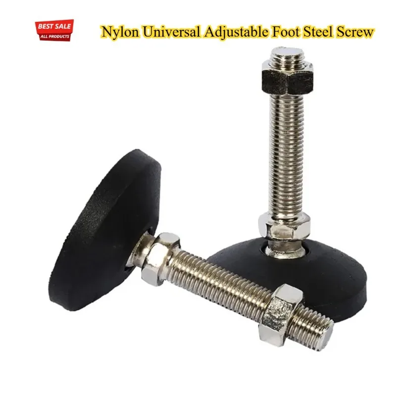 1Pcs M8 M10 M12 M14 M16 M18 M20 Nylon Universal Adjustable Foot Steel Screw Thread Adjustable Levelling Feet Swivel Base