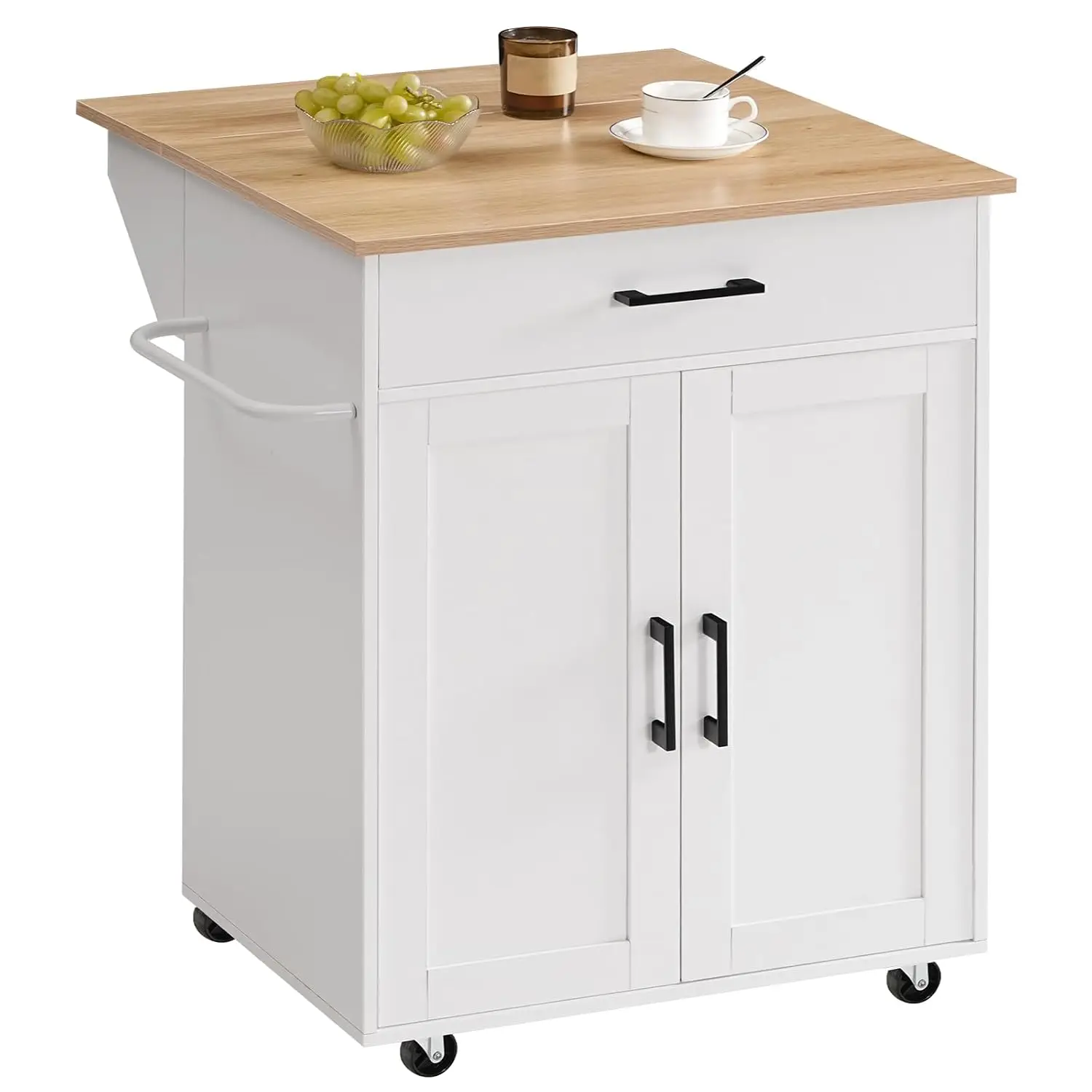 Kitchen Island Cart Drop Leaf Folding Countertop, Rolling Table Towel Rack Drawer for Kitchen Dining Room, Customized