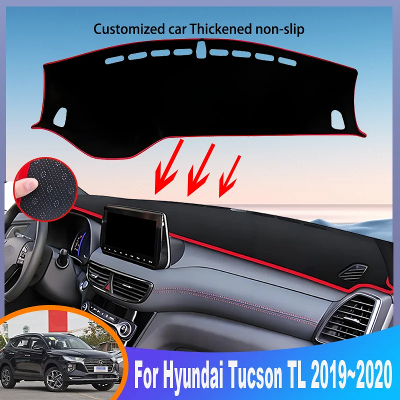 

Коврик для приборной панели автомобиля для Hyundai Tucson 2019 ~ 2020, ковры на приборную панель, нескользящая солнцезащитная накладка, аксессуары для интерьера