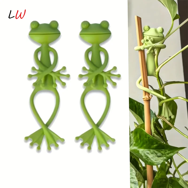 

1/2pcs Frog Shaped Plant Support Reusable Cable Wire Tie Cute Decorative Twist Bendable Garden Plant Support