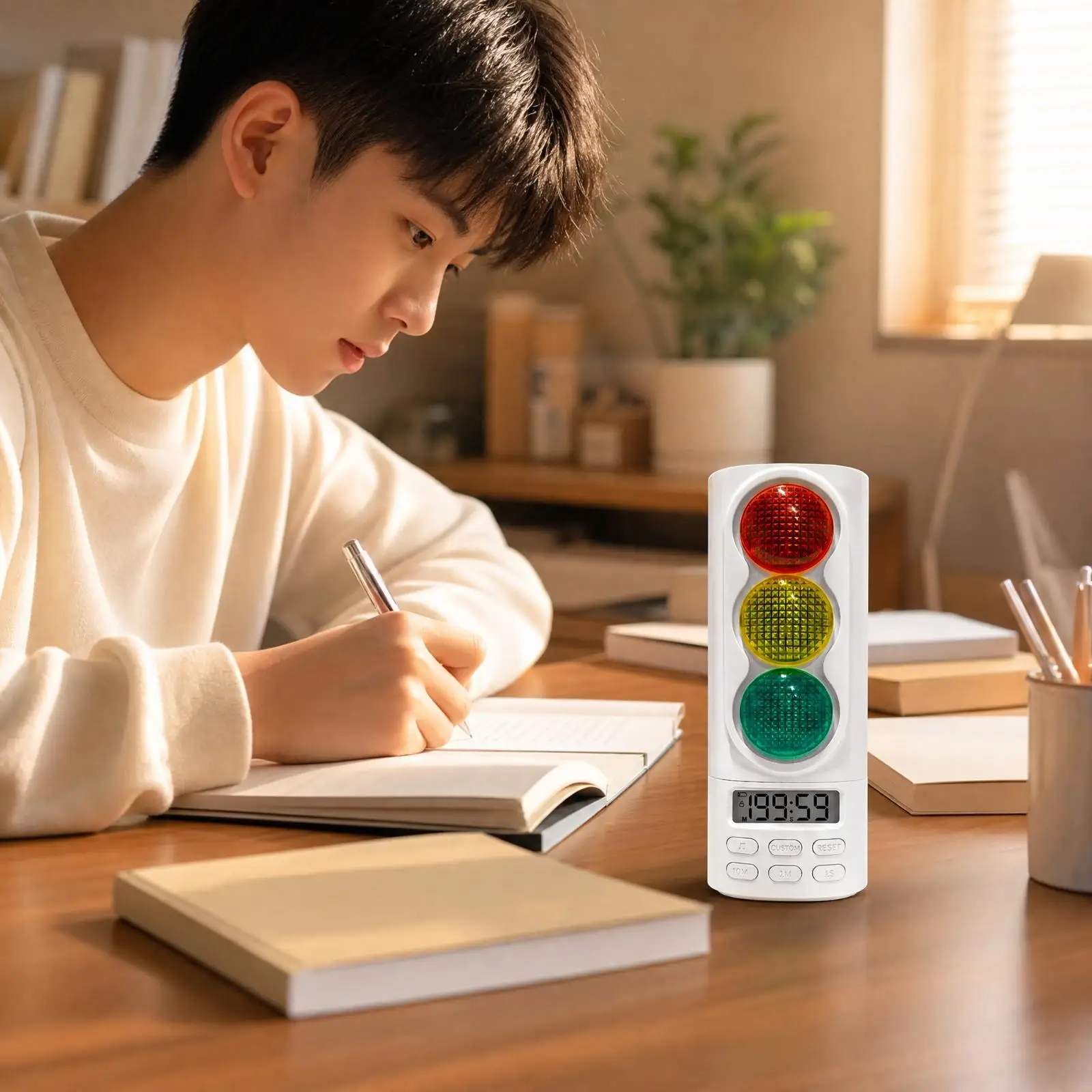 Traffic Light Visual Timer Adjustable Volume Traffic Light Countdown Timer Customizable Non-Slip for Children, Study