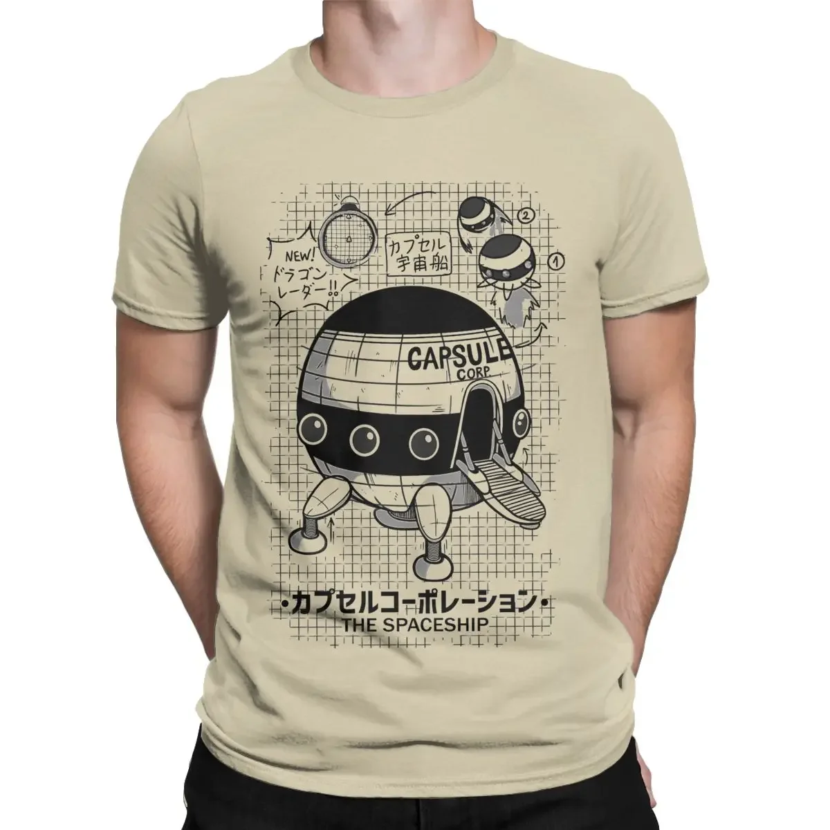 Men T-Shirts Capsule Corp Spaceship Funny 100% Cotton Tee Shirt Short Sleeve Anime DBZing T Shirt Crew Neck Tops Gift Idea