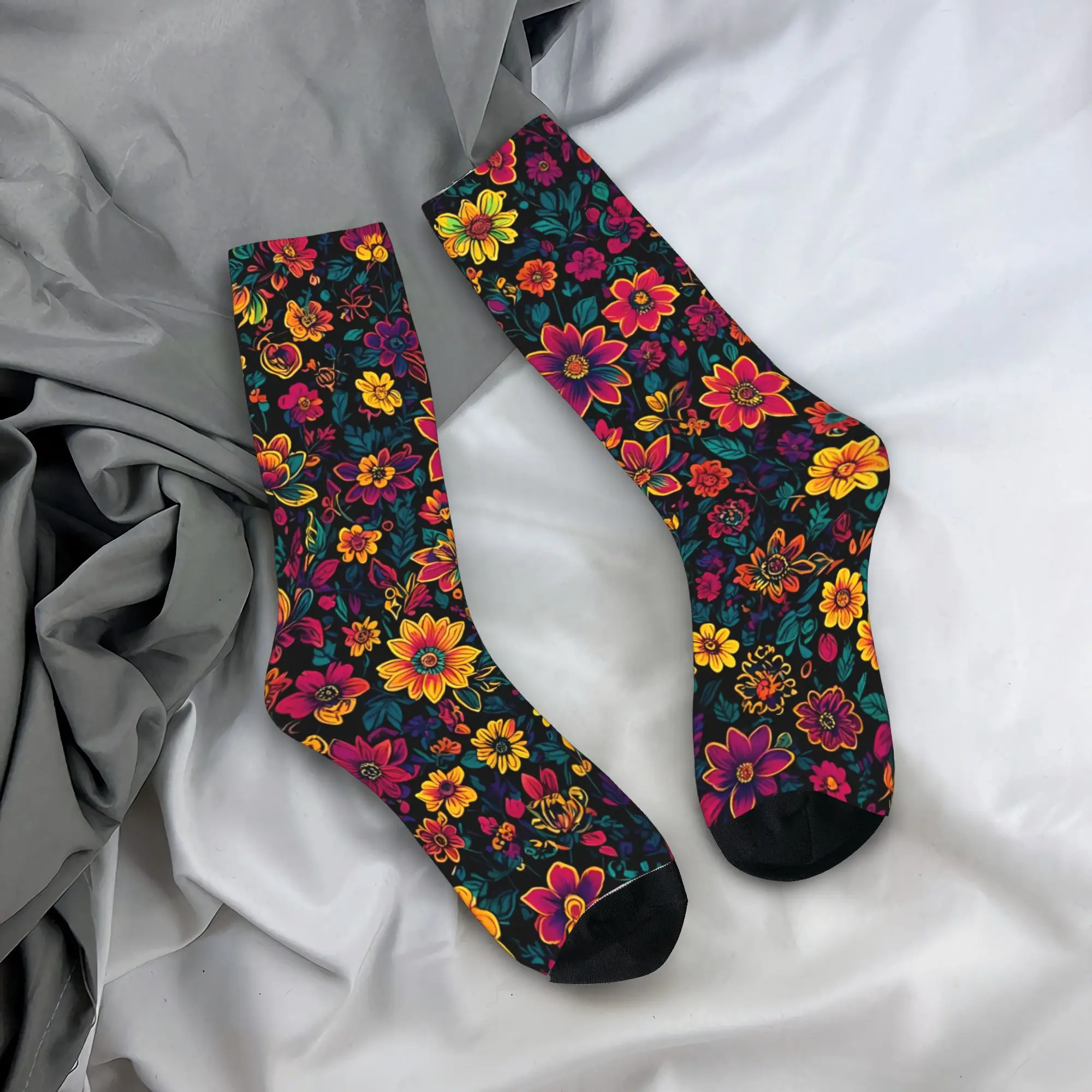 

Floral Hyacinth Socks Gothic Stockings Spring Non Slip Men Socks Soft Graphic Running Socks