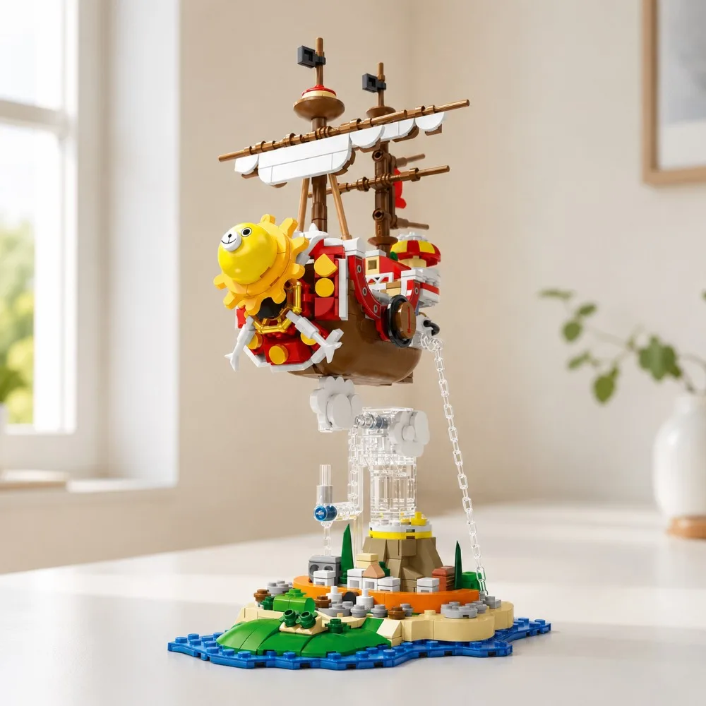 Creative Anime Pirate Ship Building Blocks DIY Cartoon Sailing Vessel Educational Collection Display Birthday Gifts Kids 599PCS