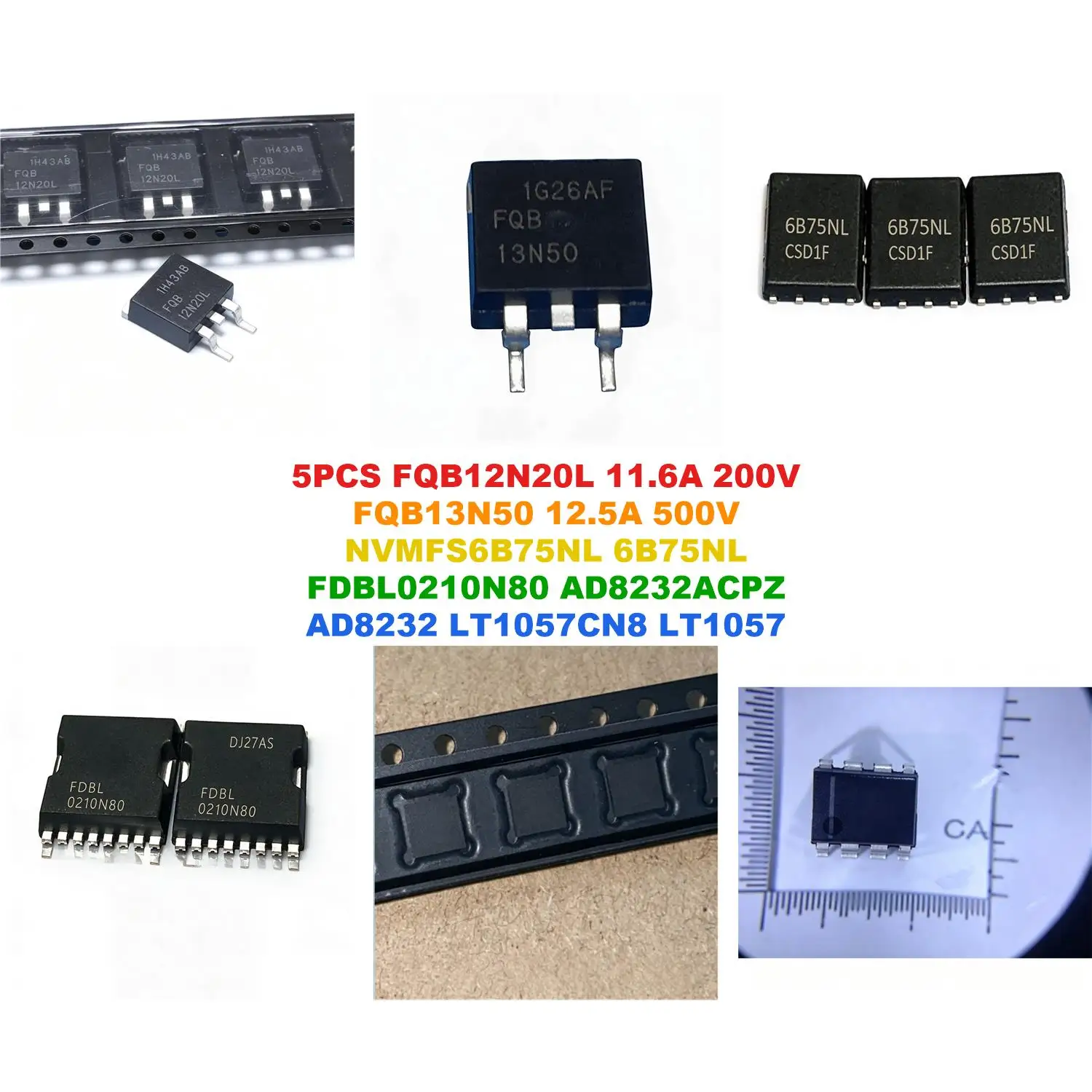 FQB12N20L 11.6A 200V FQB13N50 12.5A 500V NVMFS6B75NL 6B75NL FDBL0210N80 AD8232ACPZ AD8232 LT1057CN8 LT1057