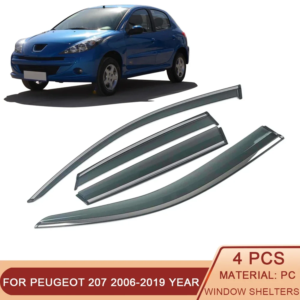 

For PEUGEOT 207 2006-2019 Car Window Sun Rain Shade Visor Shield Shelter Protector Cover Trim Frame Sticker Exterior Accessories