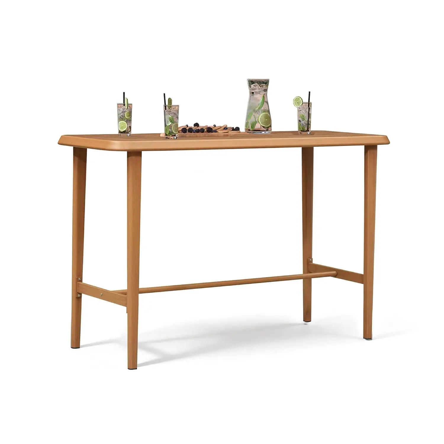 #Bar Height Rectangular Dining Table Outdoor Bistro Pub for Garden Balcony Teak, Customized