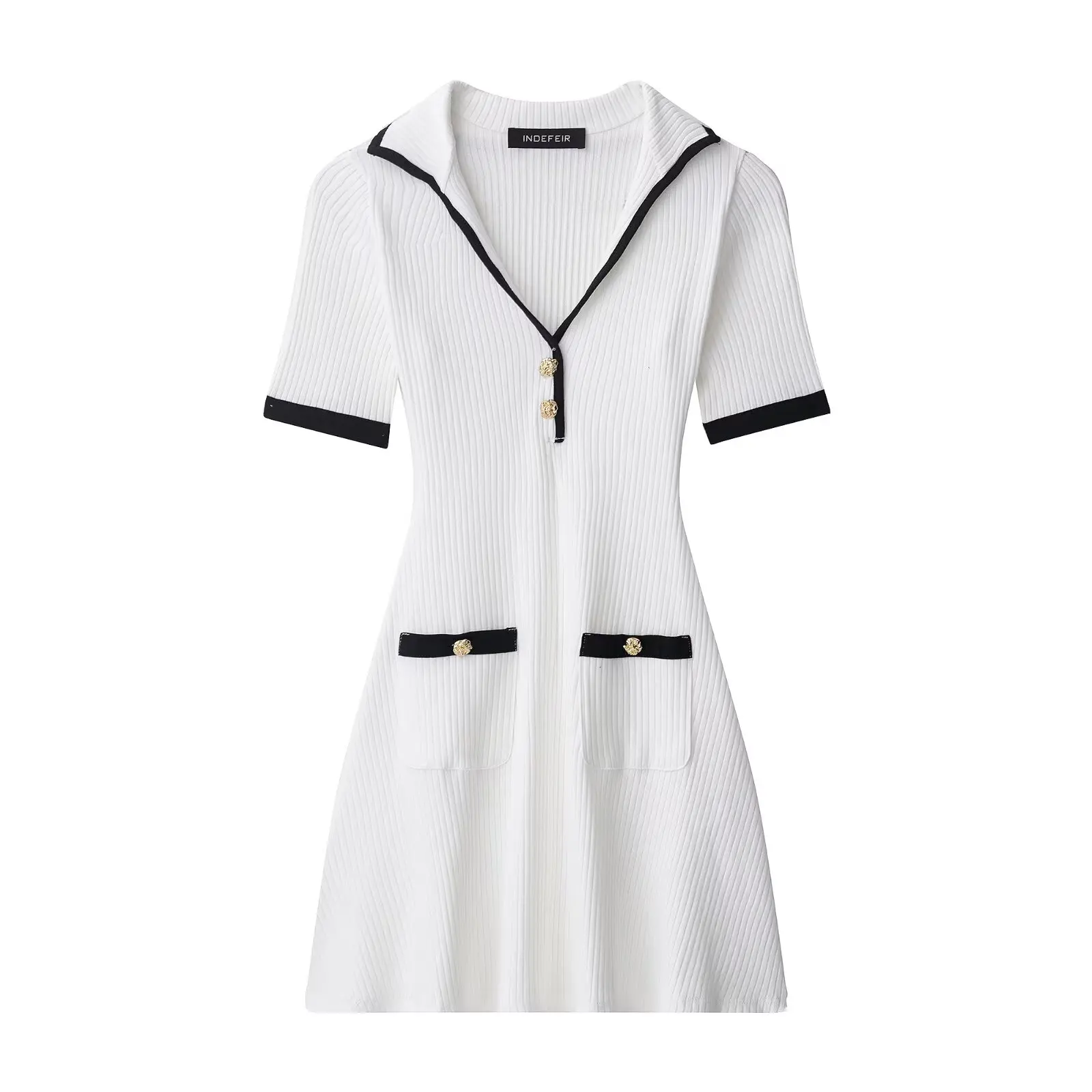 NINE ZA Damen Slim Fit Ort Sve Dr mit Metallknopf gerippter elastischer Rock lässig H-Version Sommer Faion Damen Cl...