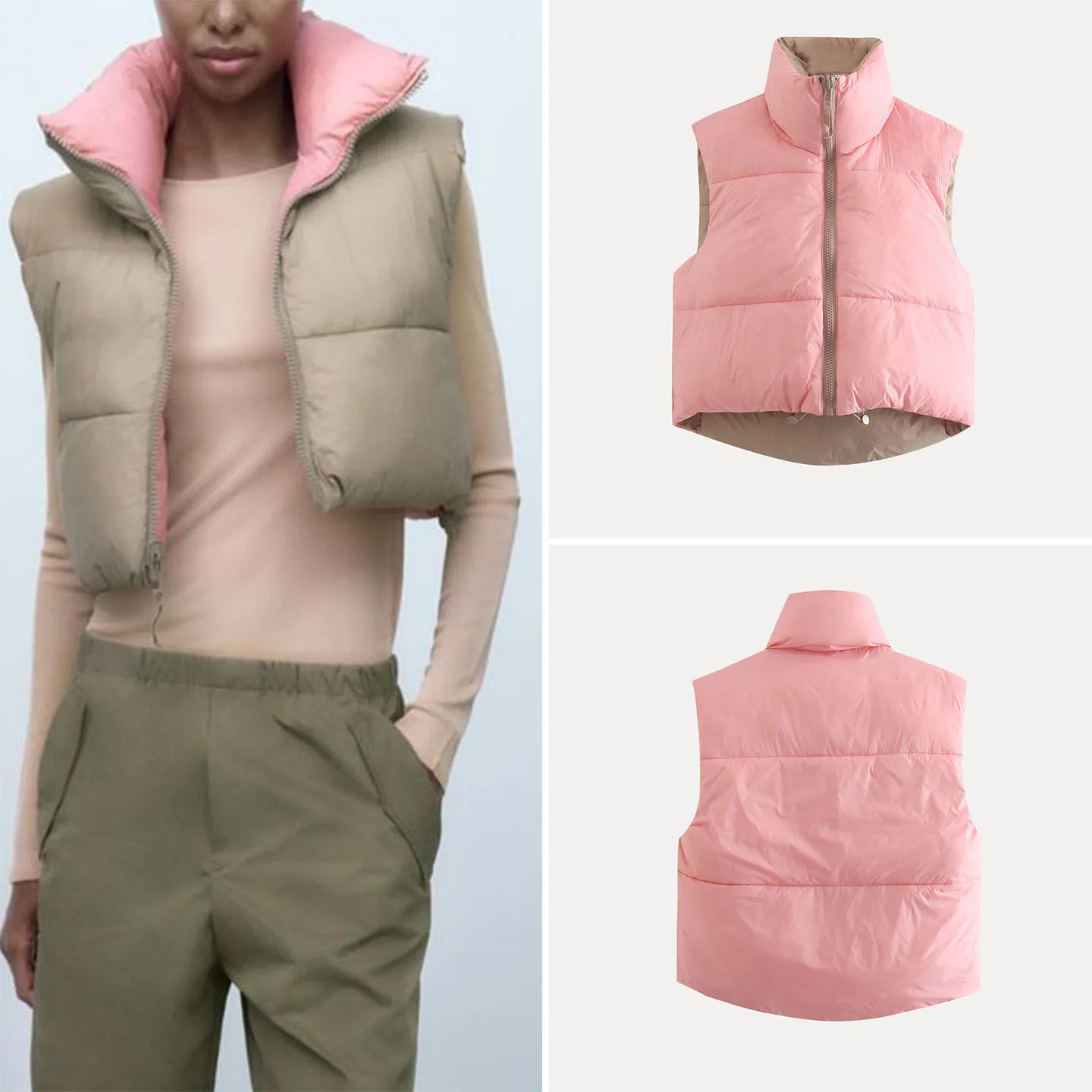 Z Women's Casual Double-Sided Vest Faionable Ele Everyday Wear ort Zipper Closure  Color 2025 New Arrival