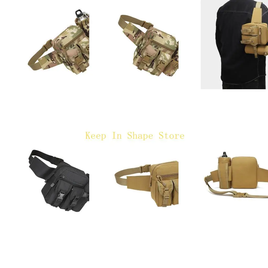 U1JC Water Resistant Veiling Waist Bag With Multiple Compartments Modifiable Belt For Hiking Fishing Camping Permanent