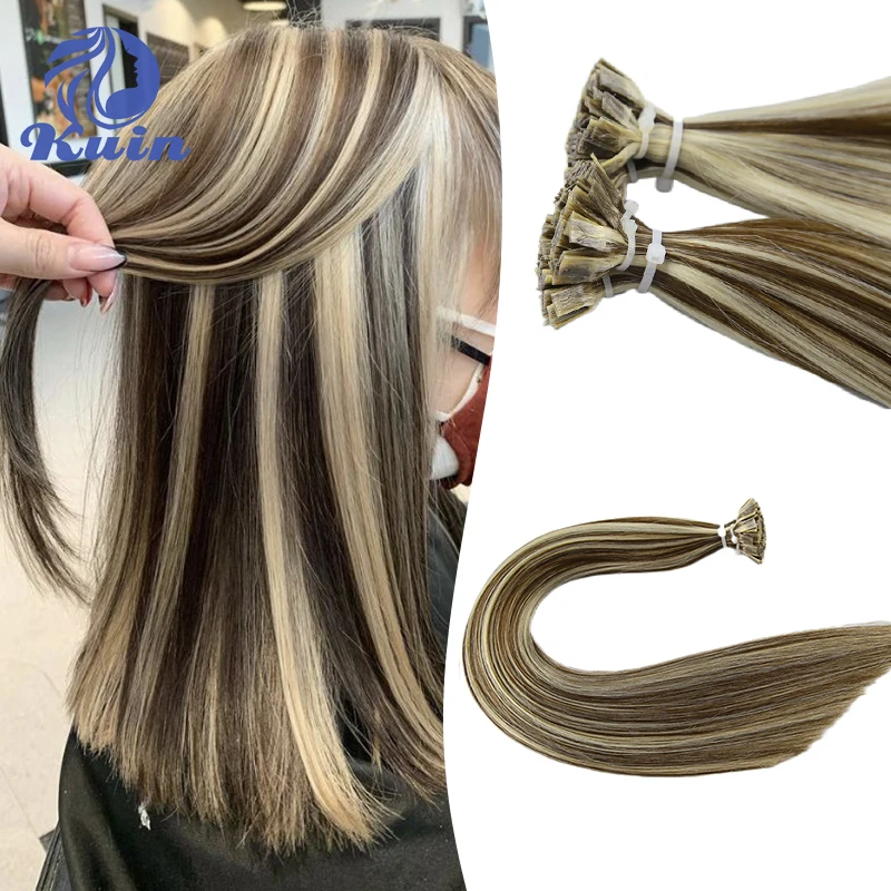 Proste włosy ludzkie rozszerzające płaska końcówka keratynowe kapsułki 1g/Strand 50pcs 26 cali naturalne włosy do przedłużania Ombre Blond kolor