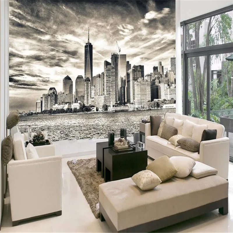 

City Photo Wallpaper New York Downtown Manhattan Sunset Skyline View Mural Office Restaurant Bar Industrial Decor Wall Paper 3D