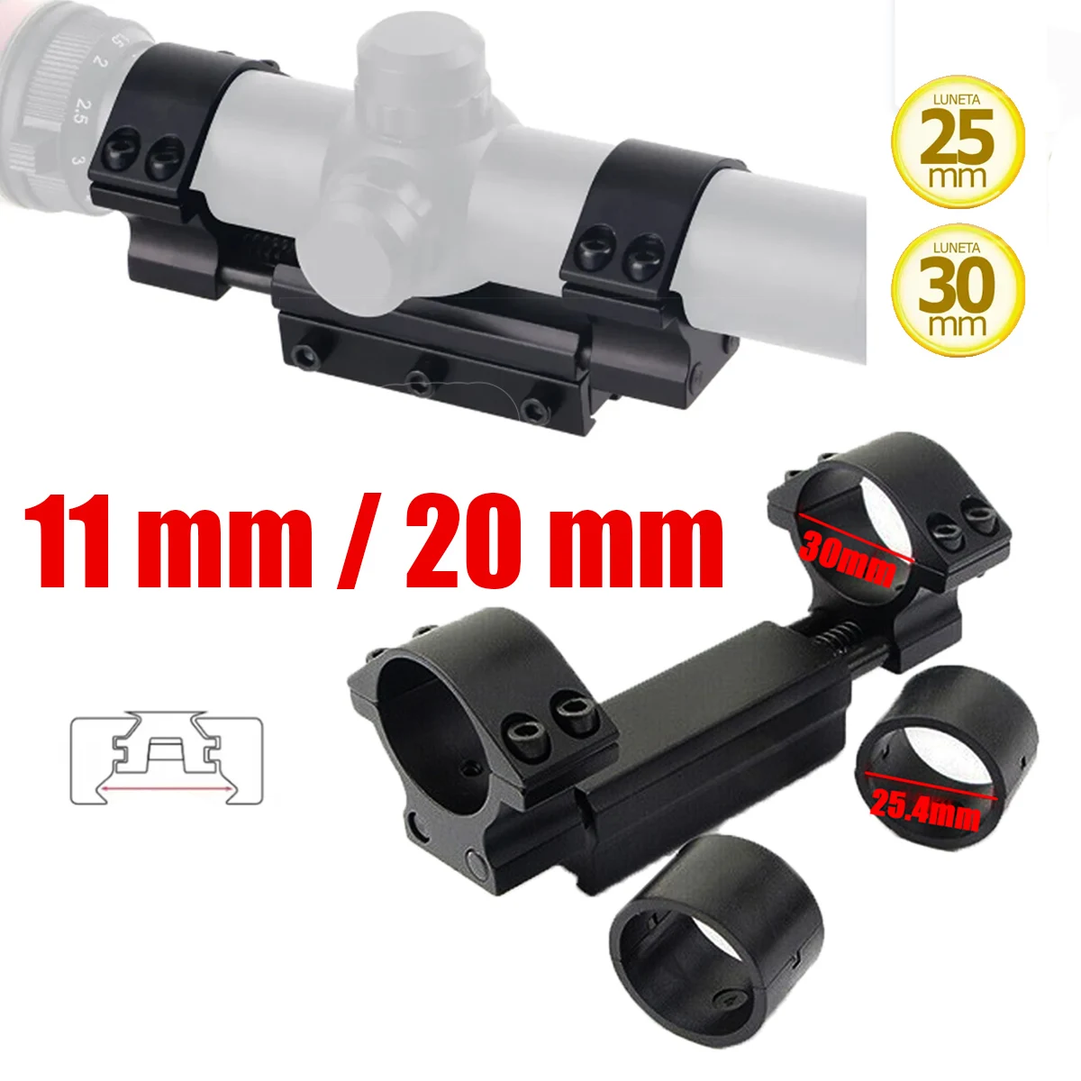 

Тактическое кольцо 1 дюйм, 11 мм/20 мм, крепление на рейку, кольца для крепления прицела 25,4 мм, 30 мм, охотничий прицел, встроенный двойной кольцевой адаптер с плоским верхом