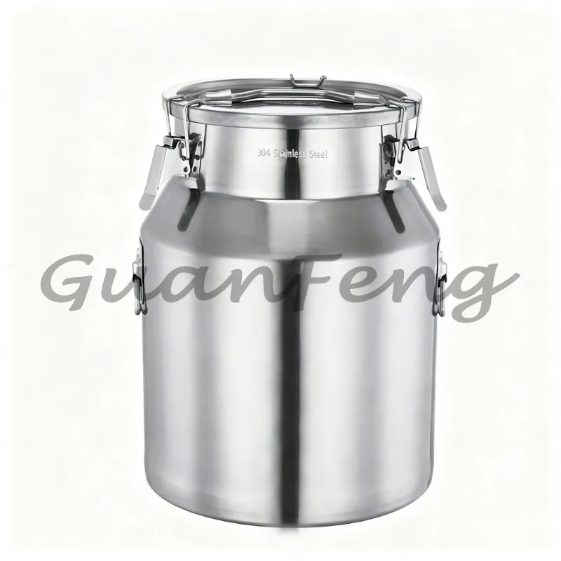 Food Grade 304 Stainless Steel Sealed Bucket, Multipurpose Liquid Storage Pail for Rice Milk, Cooking Oil & Wine Transport