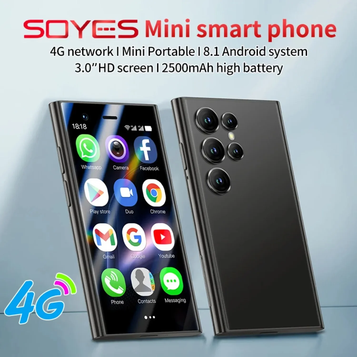 SOYES S24 Pro Max 4G Mini Smartphone Android 8.1 Dual SIM Standby 3 polegadas HD 2GB + 16GB 2500mAh Carregadores de vários países