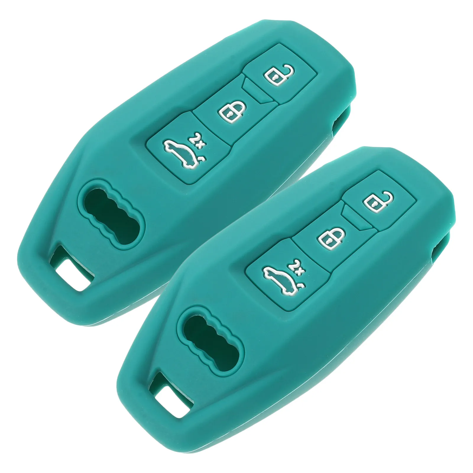 2Pcs Silicone Car Key Protective Cover 3 Button Remote Fob Case Shell Scratchproof Non Slip Fit for A5L Green Car Key Holder