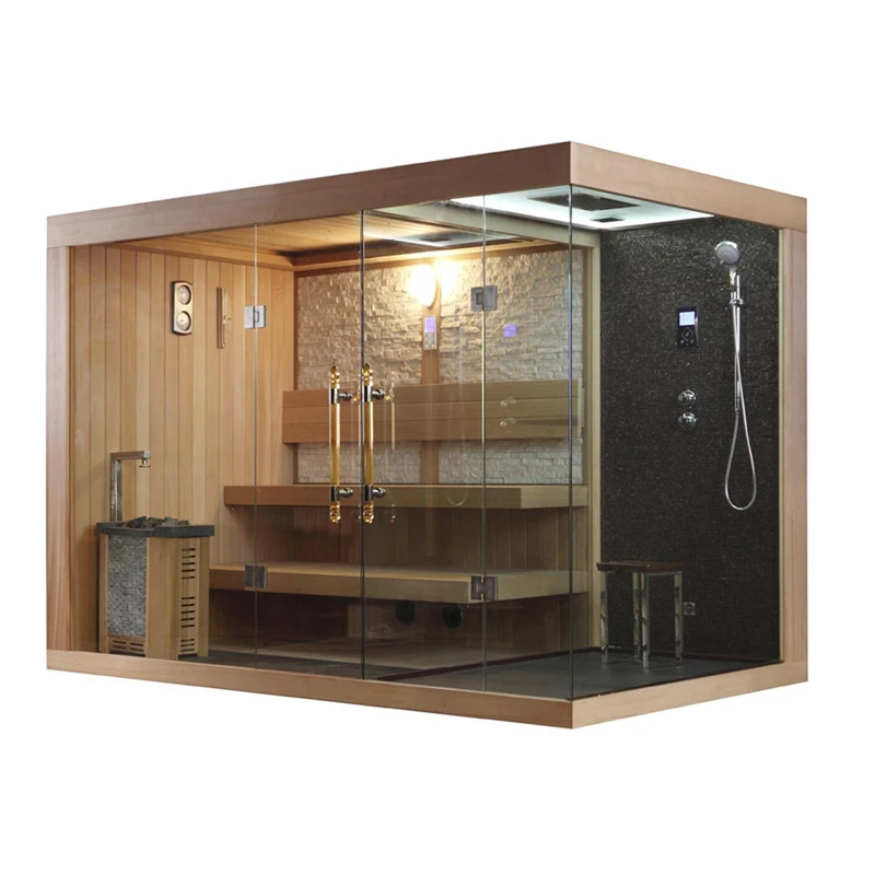 Healthy Dry Steam Cedar Indoor Wood Sauna With Shower Room With Top Selling