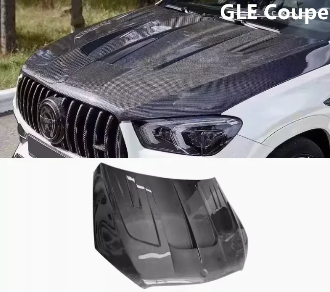 New！ For Mercedes-Benz W167 GLE350 GLE53 GLE63 Coupe AMG 2020-2023 Real Carbon Fiber Bonnet Front Engine Hood Vent Cover