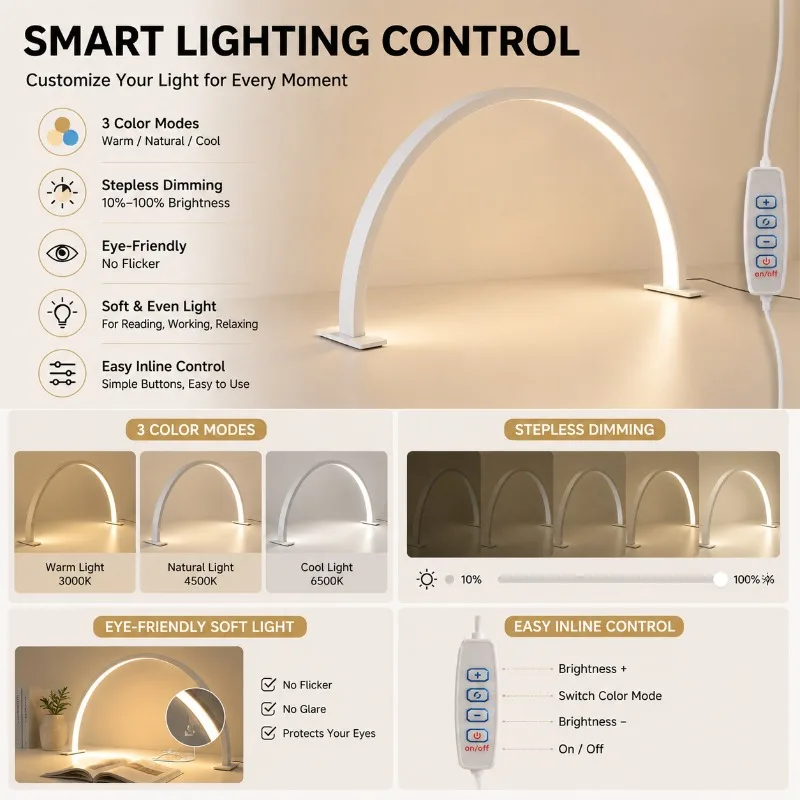 

Creative Large LED Desk Lamp Half Moon Night Light Bedside Study Beauty Salon Nail Art Fill Light Night Stall Light