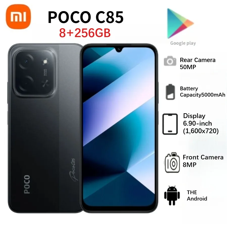 2026 (Latest Model) Poco C85 Global Edition Smartphone: 6.5-inch HD+ display, 8GB RAM, 256GB storage, MediaTek Helio G81 chipset