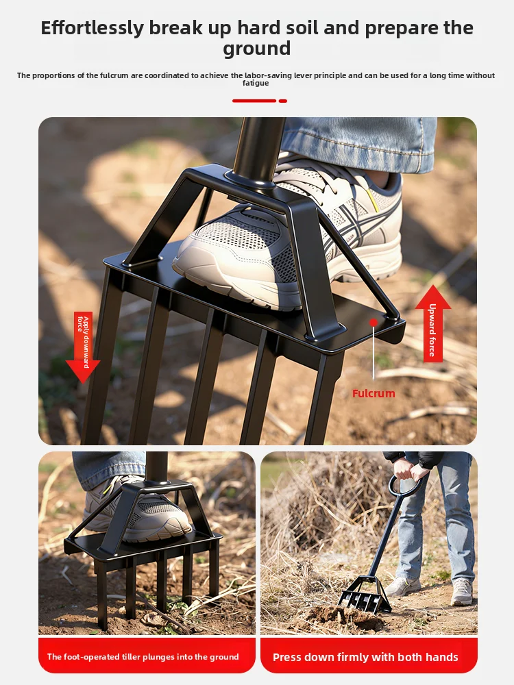 Deep Tiller Soil Loosening Tool Hoe Shovel Steel Fork Farm Agricultural Tool For Digging Land Reclamation
