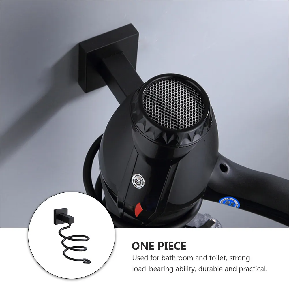 

1Pcs Hair Dryer Rack Wall Mounted Black Hair Dryer Storage Holder Bathroom Toilet Reliable Sturdy Aluminum Stand