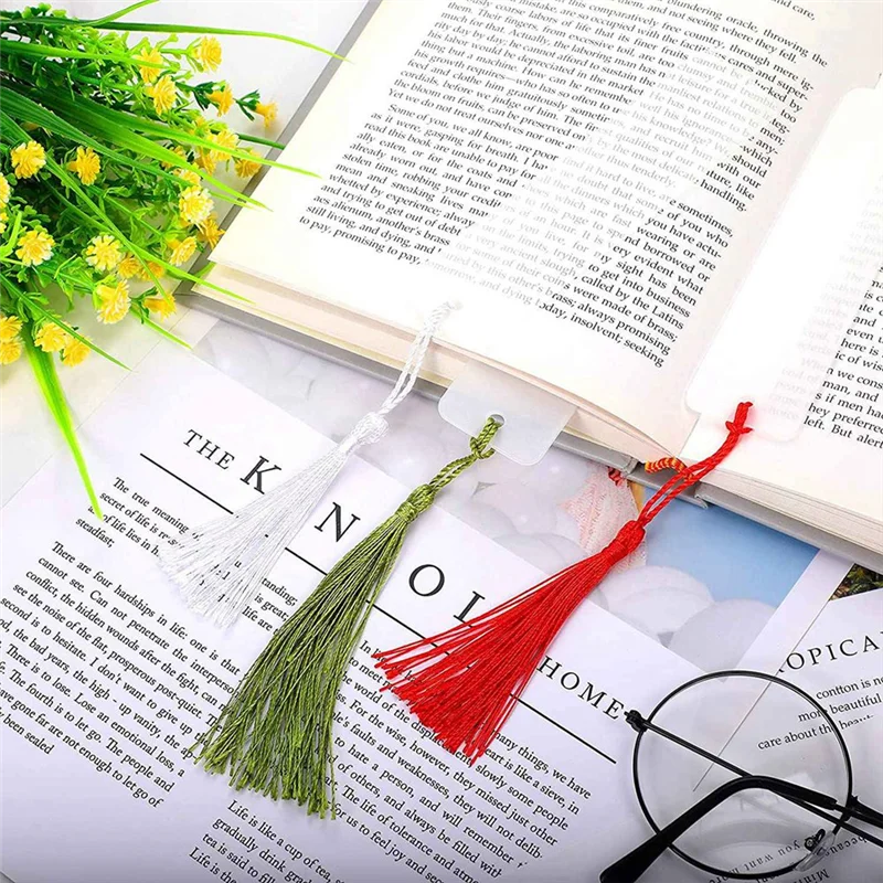 

45 PCS Rectangle Acrylic Bookmark Blank Clear DIY Unfinished Book Markers With Colorful Tassels Ornaments Crafts Decors