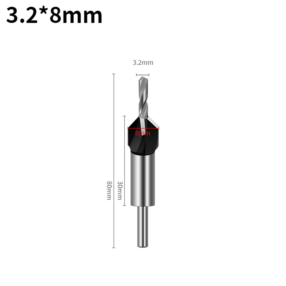 2.8-4mm Carbide Tipped Countersink Drill Bits 8mm/10mm Shank For Woodworking Four-blade Woodworking Cone Hole Drill Bits Tools