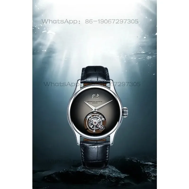 Hollow Tourbillon Bottom Engraving Simple Large Plate Waterproof Men's Mechanical Watch