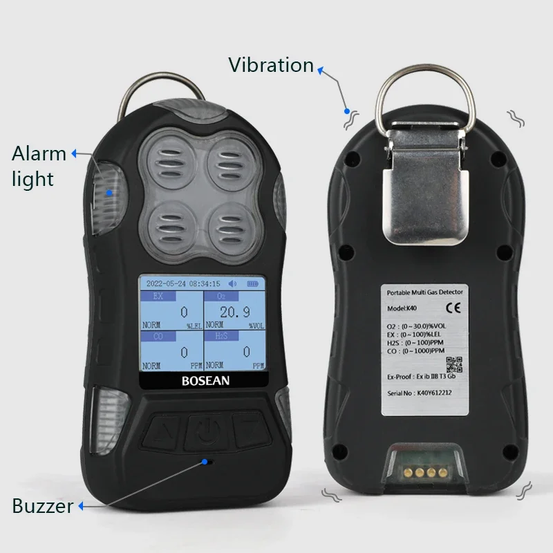 Bosean K40 new design portable handheld single CO, O2, H2S, EX gas detector with CE&ATEX Report