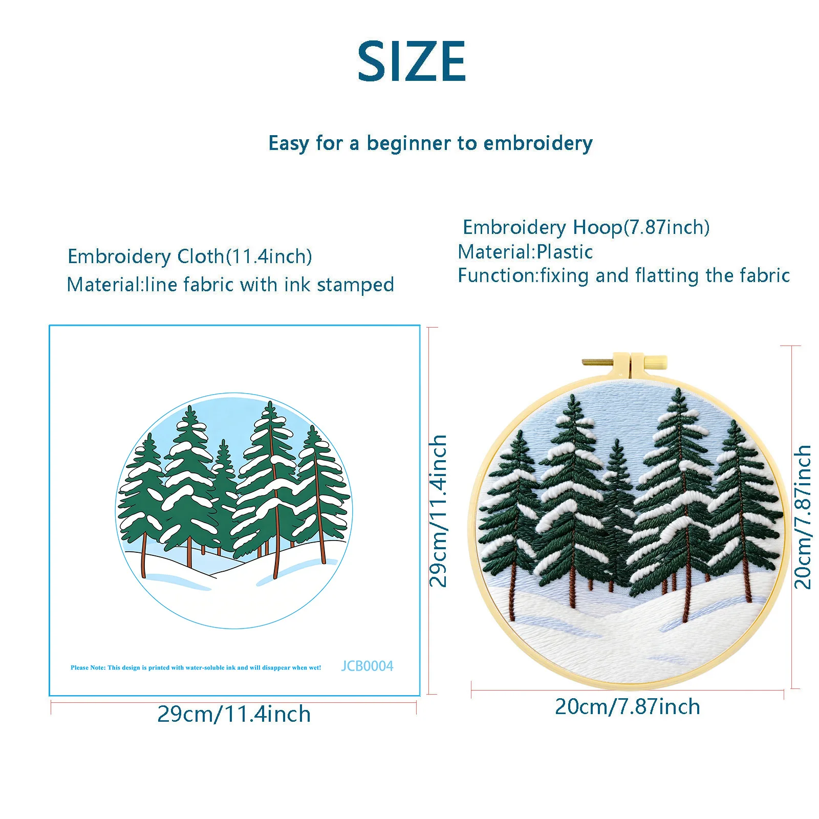 Adult Hand Embroidery DIY Supply Set, Cedar Tree Decor Pattern, Full Needlework Kit with Practical Threads and Needles