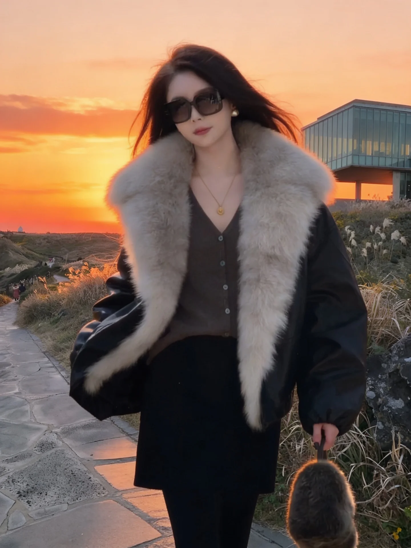 

Ele White Goose down Fur Jaet IRIS Bla Jazz Winter Coat Luxury Warmth Casual Sle Zipper Closure Long Sve Coat