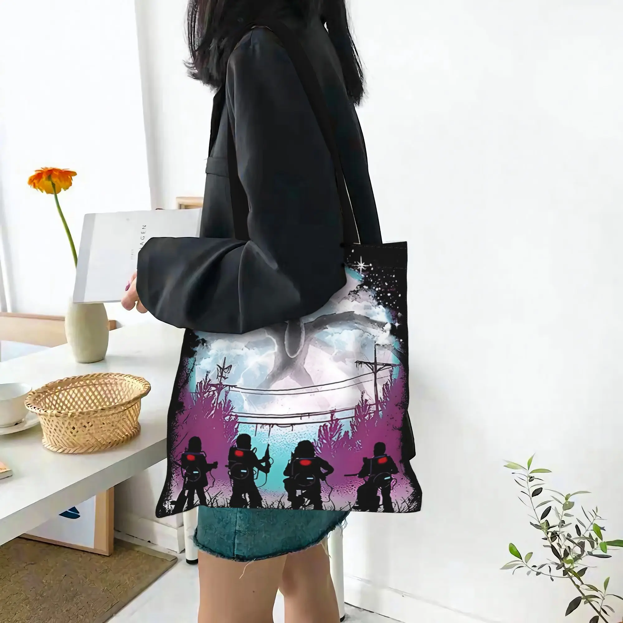 bags for woman 2026 back to school Large Capacity There's Something  Canvas Tote Bag Foldable Chic Pattern Gifts