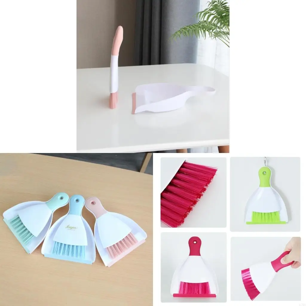 37ME Desktop Cleaning Small Broom Dustpan Mini Cleans Keyboard Floor Multipurpose For Home Kitchens Bedroom Study Room Office