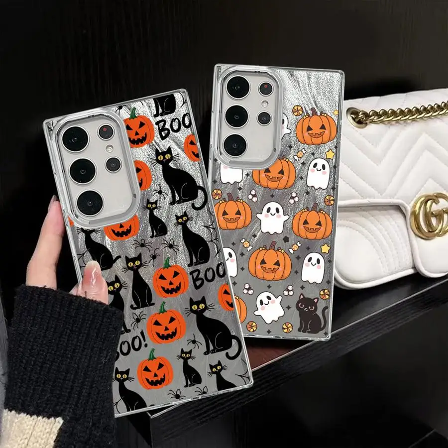 Cartoon Halloween Pumpkin Cat Case for Samsung Galaxy S20 FE S25 Ultra S22 Plus S23 S21+ S21 S20 FE S24Ultra Soft Shell