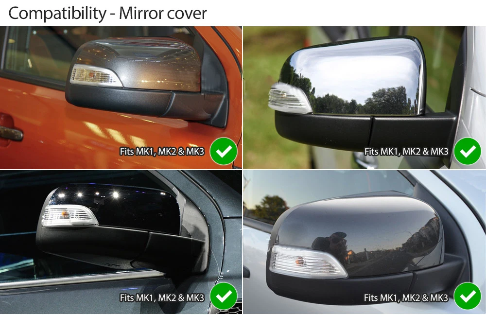 Spiegel abdeckung ohne LED mattschwarz für Ford Ranger 2013-2017 Wildtrak Limited Pickup Doppelkabine Zubehör – Detail 5