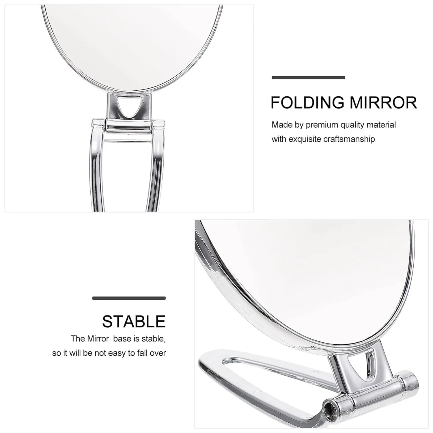 Vanity Pocket Mirror with 3x Mirror for Desk Tabletop Pocket Portable Magnifying Swivel Handheld Alloy Folding Mirror Travel