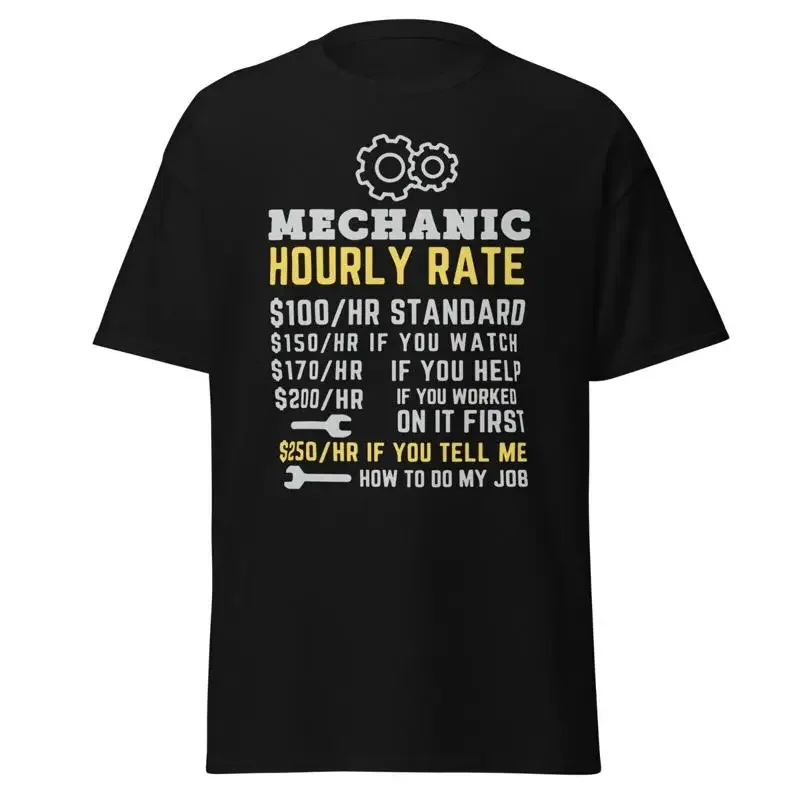 New Mechanic T Shirt Hourly Rate Funny Joke Uniform