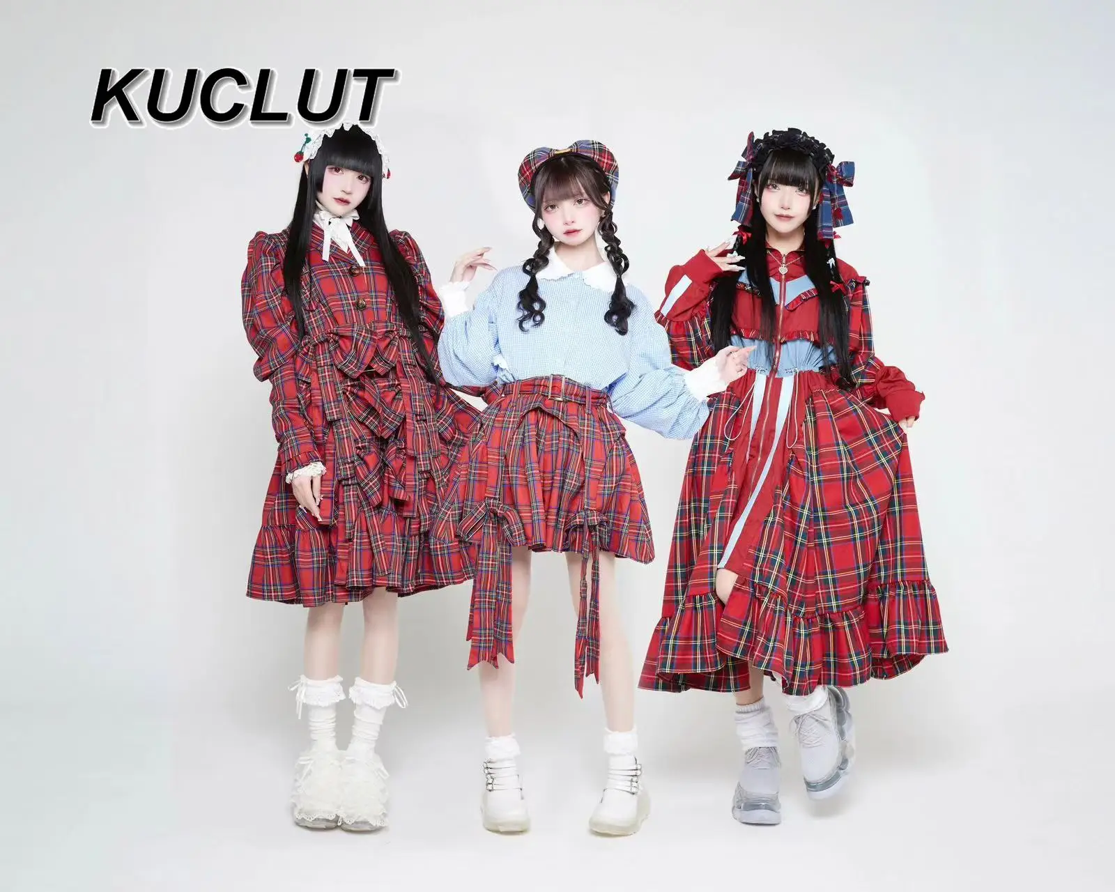 

Japanese Lolita Girls Lace Bubble Long-sleeved Shirts Women's Y2k Fashion Plaid Shirt Subculture Spring and Summer Blouse Top
