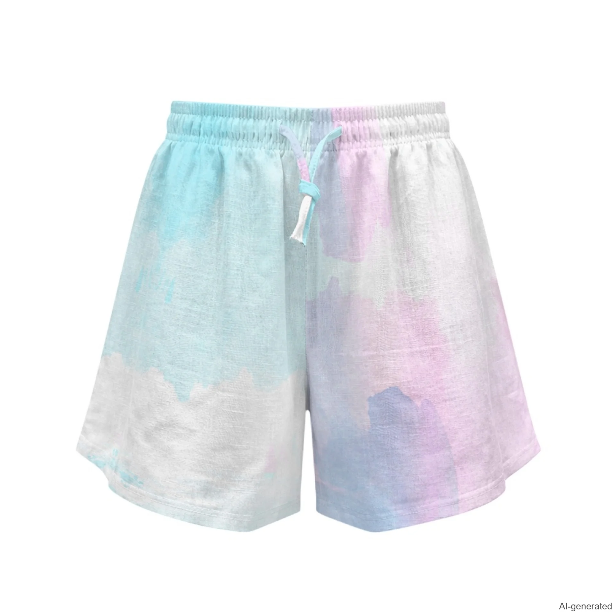 XIXIRIMIDO Women's Linen Shorts High Waisted Wide Leg Waist Drawstring Short Pants Gradient Print Lounge Shorts with Pocket