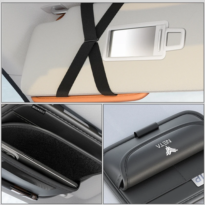 Afbeelding 6: Auto Zonneklep Brillen Doos Zonnebril Opslag Kaarthouder Voor NETA Luxgen Ora Exeed Iveco VGV