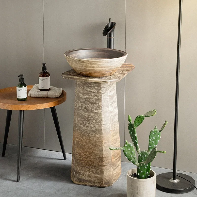 Floor-to-ceiling outdoor washbasin Column-type courtyard washbasin Outdoor washbasin Villa