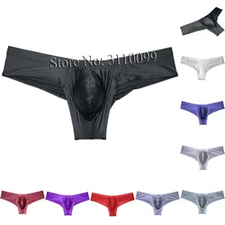 Mini Boxer Bikini en soie brillante pour homme, sous-vêtement avec poche améliorée