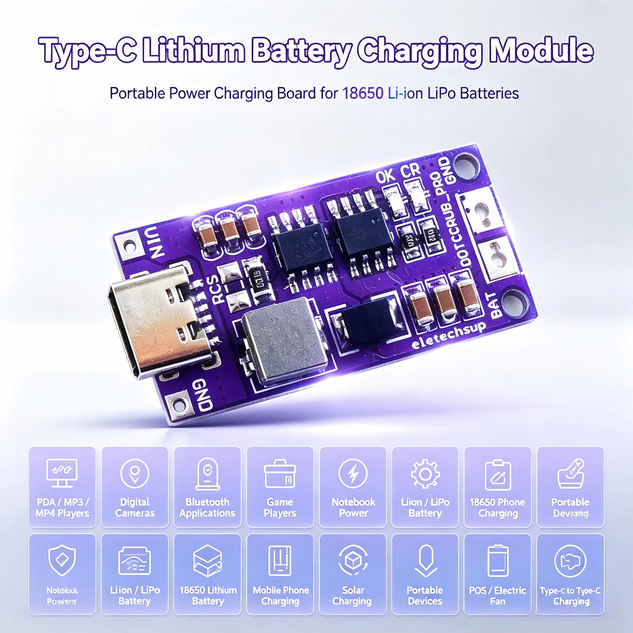 Portable Type C LiPo Battery Charger 42V-168V 1-4 Cell Solar Power Bank for Outdoor Emergency DIY Charging