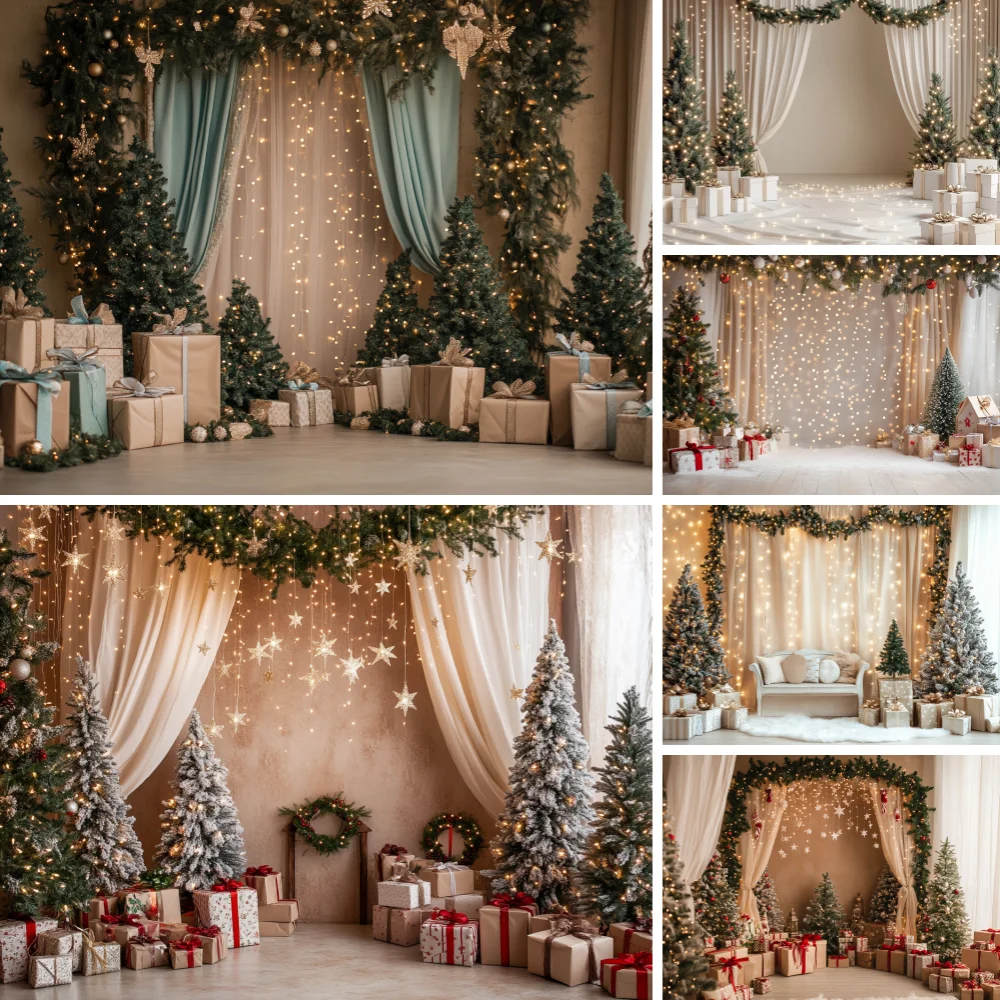

Photography Background Merry Christmas Bokeh Snow Forest Swing Xmas Kids Family Portrait Decor Backdrop Photo Studio