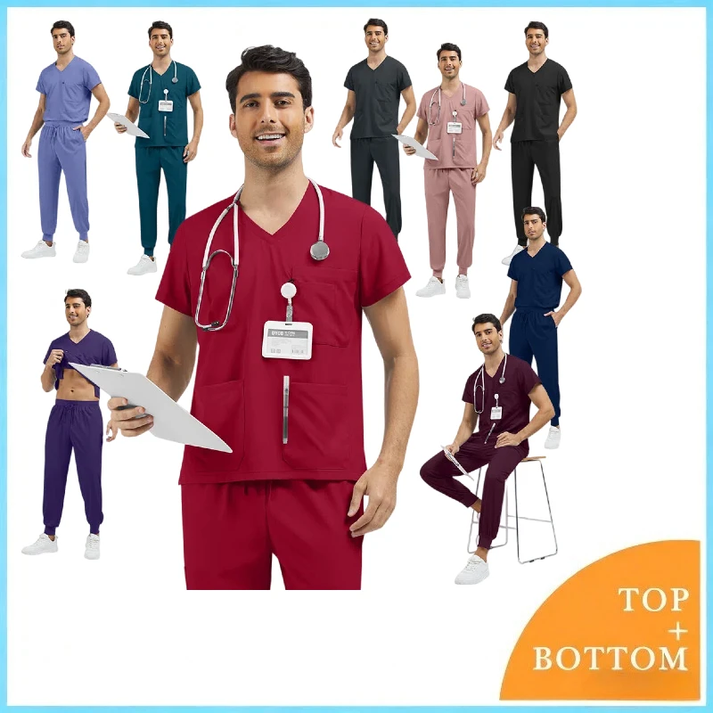 

Men's Doctor Washing Clothes Set Pet Hospital Doctor Nurse Thin Short-sleeved Trousers Overalls Set