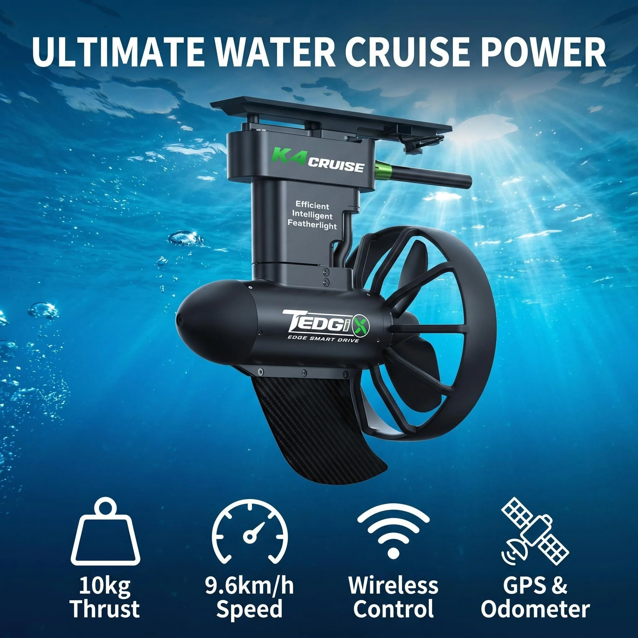 Camolech 400W High-Speed Kayak Trolling Motor K4c+b4 | 9.3KG Thrust (9.6km/h) 20-240min Runtime for Extreme Lake Offshore Water